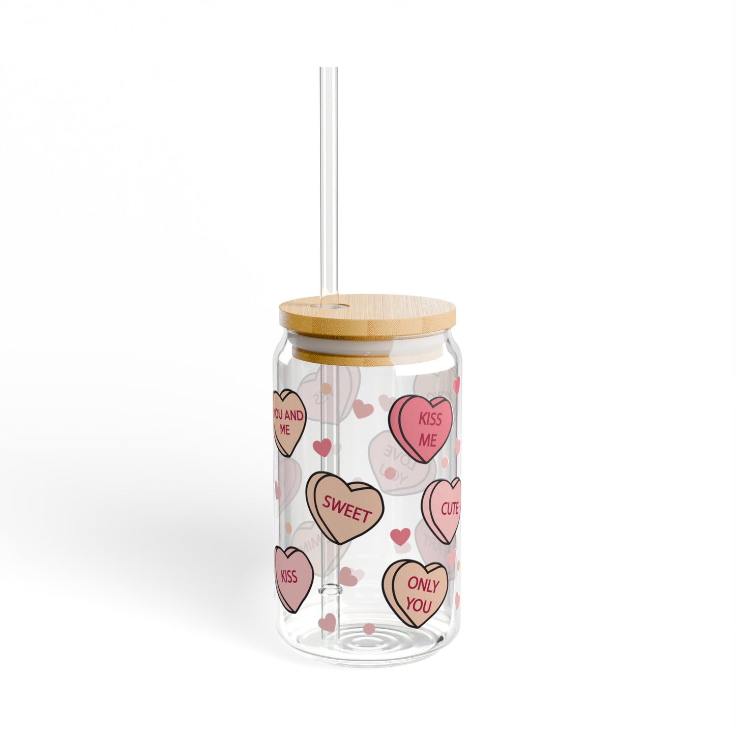 Candy Hearts Sipper Glass