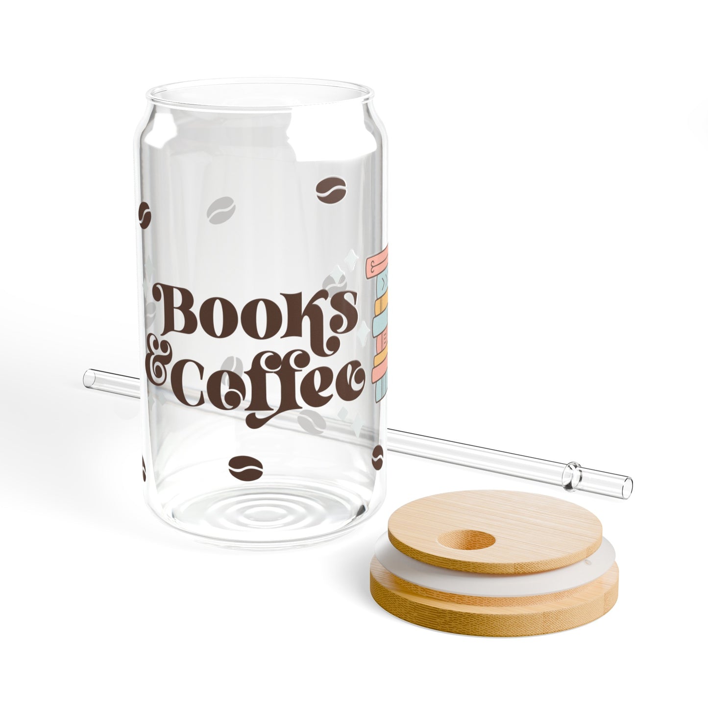 Books and Coffee Sipper Glass