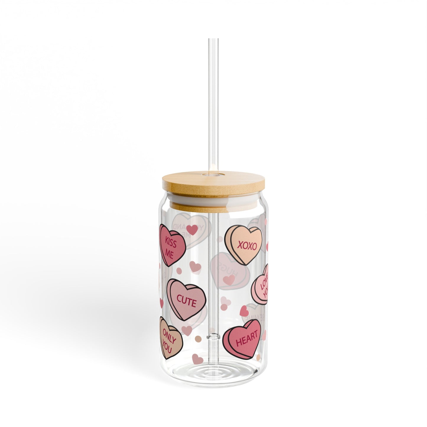 Candy Hearts Sipper Glass