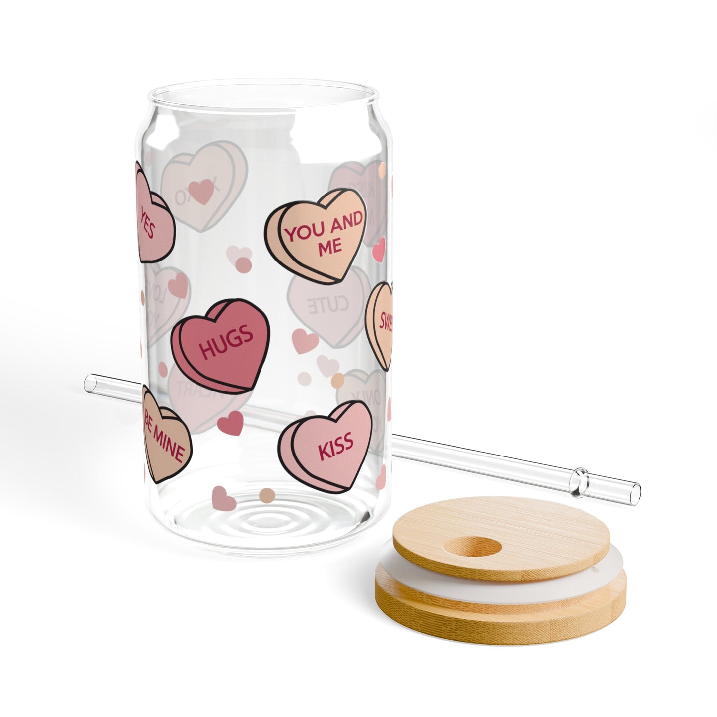 Candy Hearts Sipper Glass